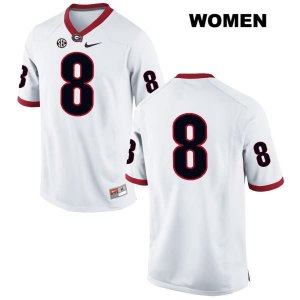 Women's Georgia Bulldogs NCAA #8 DeAngelo Gibbs Nike Stitched White Authentic No Name College Football Jersey FHG0754IV